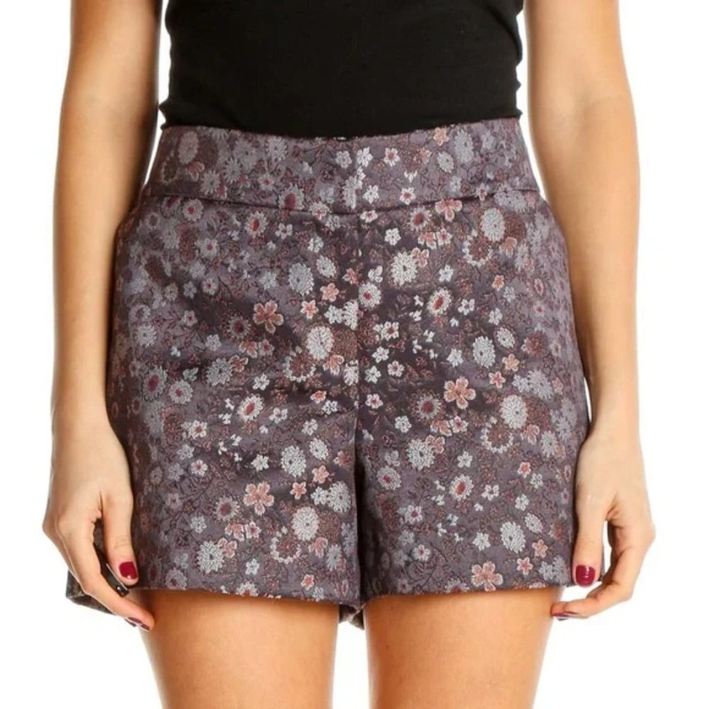 Ann Taylor Loft Size 0 Purple Jacquard Floral Shorts
